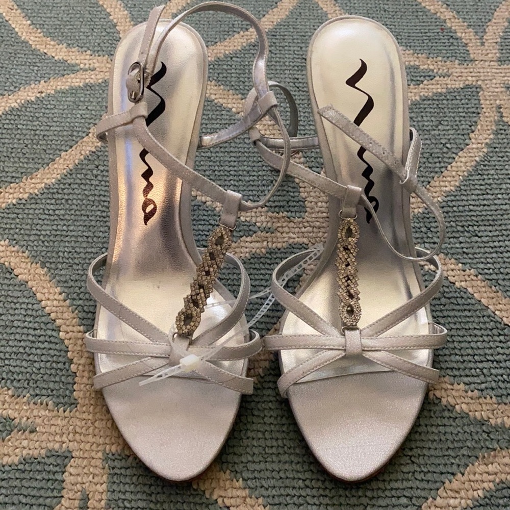 Nina silver strappy heels